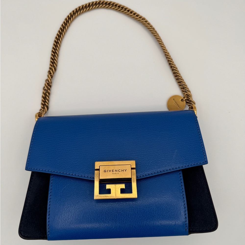 Givenchy Small GV3 bag in blue leather and black suede